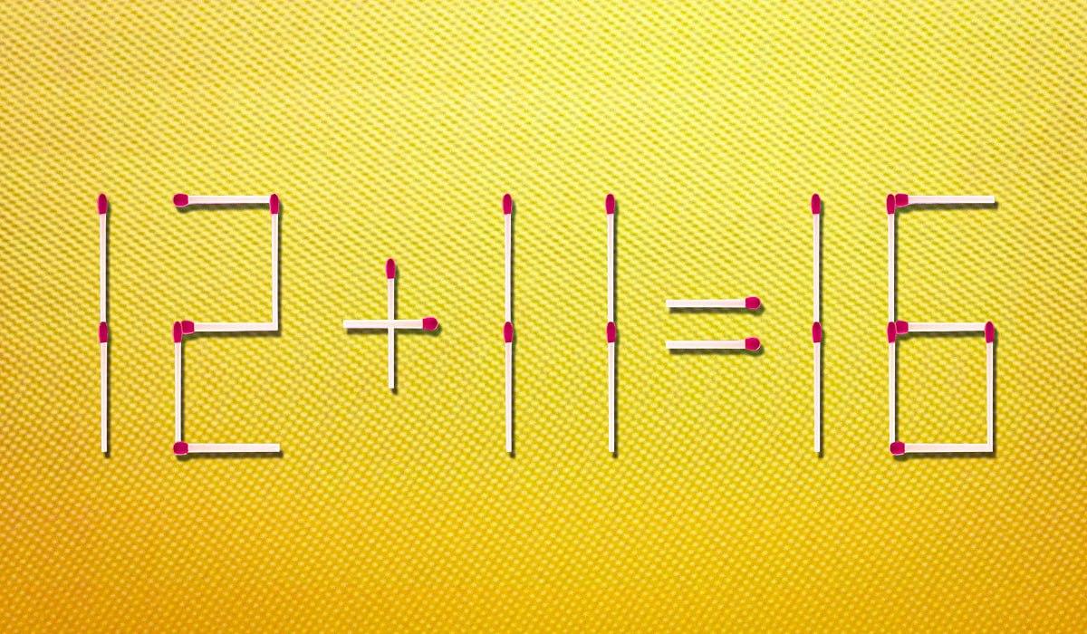 Преуредите шибицу тако да математички израз на слици постане тачан